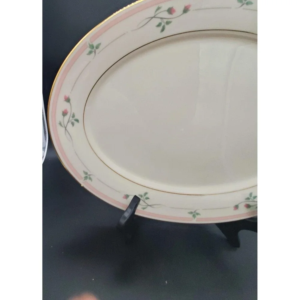 Lenox Rose Manor Pink Oval Serving Platter S310187G2 16